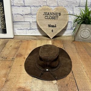 Vintage Banana Republic Safari Travel Leather Suede Hat Small Medium unisex